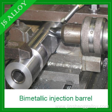 Bimetallic alloy screw barrel for injection molding machine